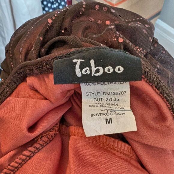 Vintage 90s Taboo Mini Dress Party Drop Waist Glitter Trashy Brown Size M - Picture 8 of 11